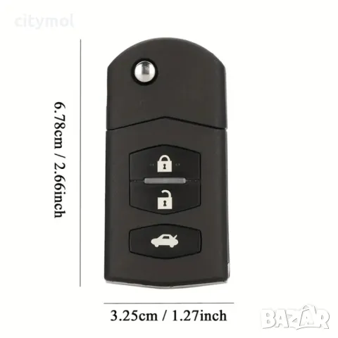 Кутийка за ключ с 3 бутона за Mazda 2, 3, 5, 6, MX5, CX7, CX9, RX-7 с острие , снимка 3 - Аксесоари и консумативи - 50305737