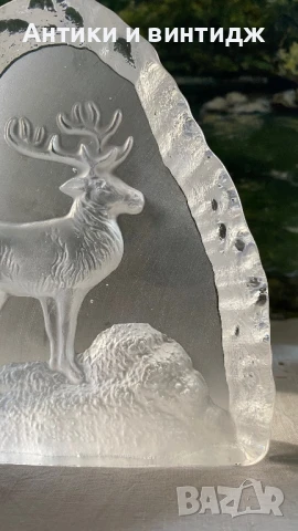 Преспапие стъклена фигурка Елен, снимка 3 - Статуетки - 50693112