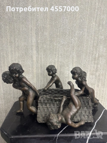Уникален масивен френски бронз „Херувими“ – 8 кг, J.B. Depose, снимка 3 - Антикварни и старинни предмети - 53088238