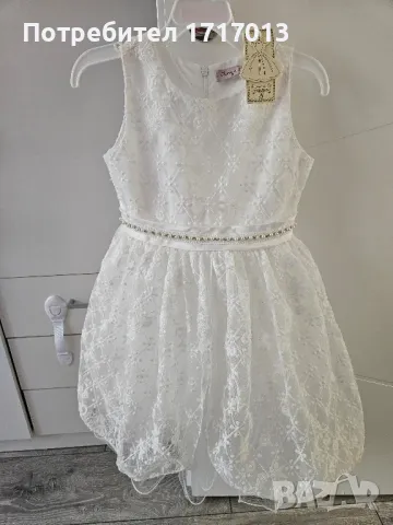 Детска официална бяла рокля с тюл Fiona & Co , снимка 2 - Детски рокли и поли - 47778484