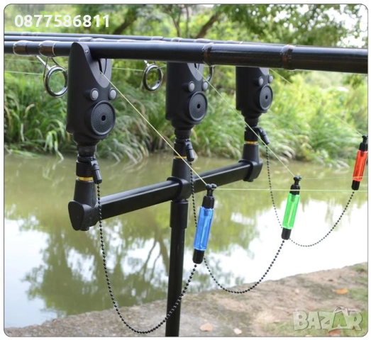 НОВИ СИГНАЛИЗАТОРИ ЗА РИБОЛОВ. КОМПЛЕКТ 3 СИГНАЛИЗАТОРА + СТАНЦИЯ. БЕЗЖИЧНАЛЕ ЛЕД АЛАРМА ЗА ВЪДИЦА., снимка 7 - Екипировка - 51630821