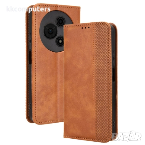 Кожен калъф и Протектор за TCL 60 SE / TCL 605 4G| Ретро кожен дизайн | Магнитно затваряне | Черен, , снимка 2 - Калъфи, кейсове - 52051030