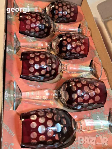 сервиз за вино 6 чаши рубинен кристал  1/5, снимка 11 - Сервизи - 48731579