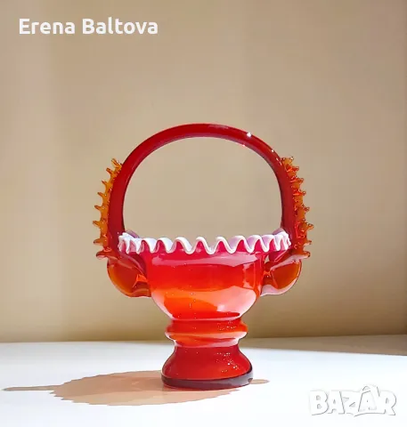 🧡💛🌟❤‍🔥 Ваза  кошница Арт стъкло