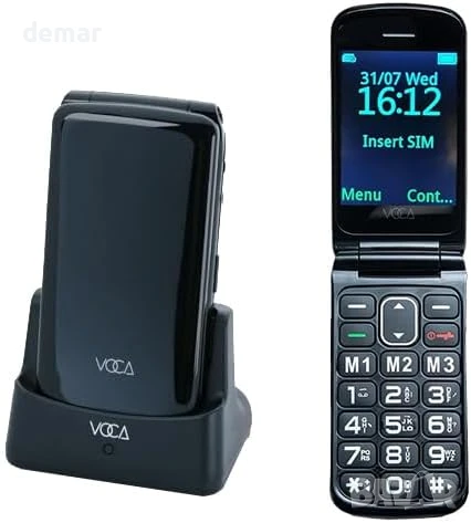 VOCA Телефон с големи бутони за възрастни хора |Отключен 4G LTE |Силен звук |SOS бутон |V340 (Черен), снимка 6 - Други - 50446717