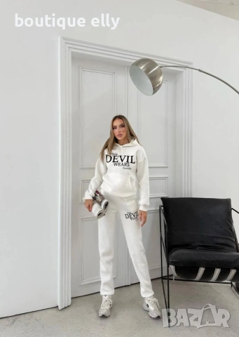 дамски ватиран екип в черно, бяло, кафяво и червено, снимка 4 - Спортни екипи - 53047654