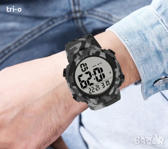 SYNOKE Моден ретро Спортен водоустойчив мъжки часовник Многофункционален, снимка 11 - Мъжки - 44177538