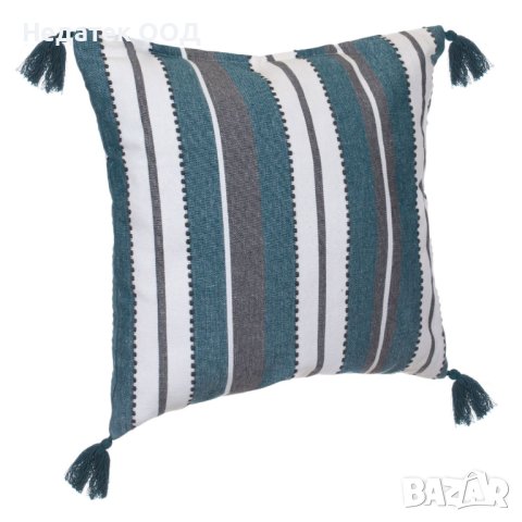 Декоративна  възглавница Ecru Petrol Tassels, 40x40см, Многоцветна, снимка 2 - Възглавници - 40917949