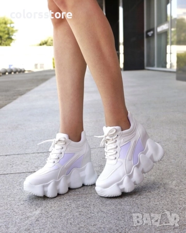 Кецове на платформа - бяла кожа с мрежа - PA786 , снимка 4 - Маратонки - 51549209