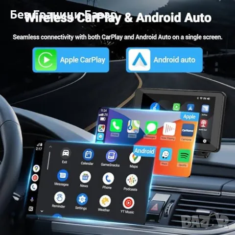 Нов HD 7" CarPlay/Android Auto екран с Bluetooth, FM, Гласов контрол, снимка 2 - Друга електроника - 47619058