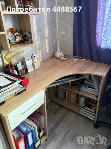 Ъглово бюро дъб сонома с бял гланц