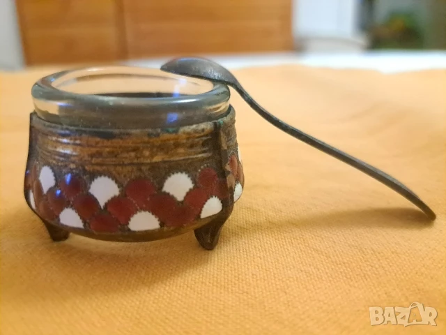  Ретро солничка/захарничка с лъжичка 
