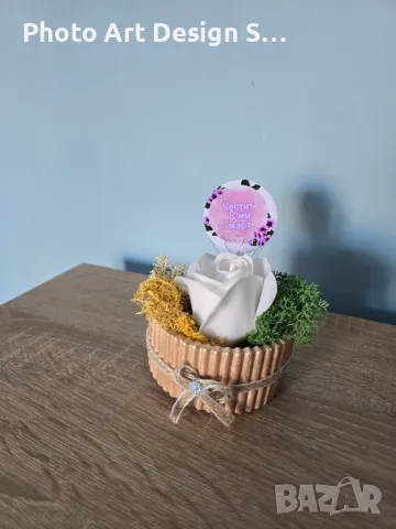 ~•°Кашпа със скандинавски мъх и сапунена роза °•~, снимка 7 - Декорация за дома - 48862456