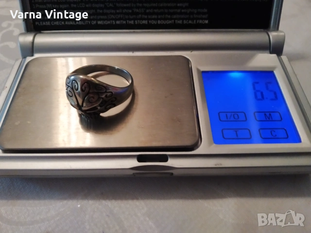 Красив оригинален мъжки сребърен пръстен с череп. 925. 6,5 гр., снимка 6 - Пръстени - 53404827