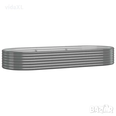 vidaXL Градинска повдигната леха поцинкована стомана сиво, снимка 1 - Саксии и кашпи - 56146657