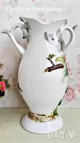 Ваза паун ръчно рисуване , снимка 3 - Вази - 48560030