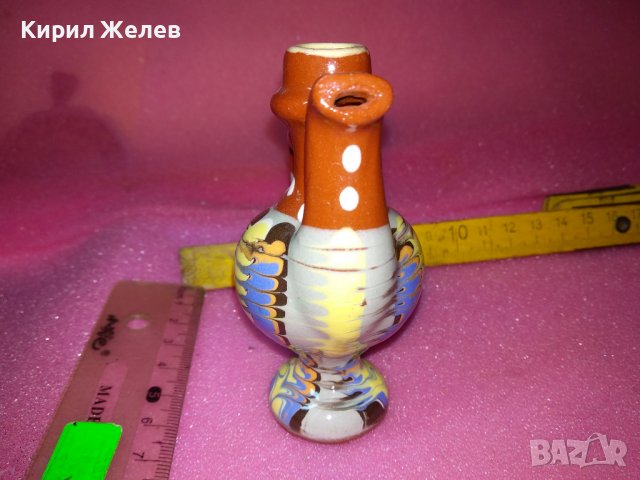 КЕРАМИЧНО БЪРДУЧЕ СВИРКА РЪЧНА МАЙСТОРСКА ИЗРАБОТКА ТРАДИЦИОНЕН ЕТНО СУВЕНИР ГЛЕДЖОСАНА ГЛИНА 42938, снимка 6 - Декорация за дома - 44297513