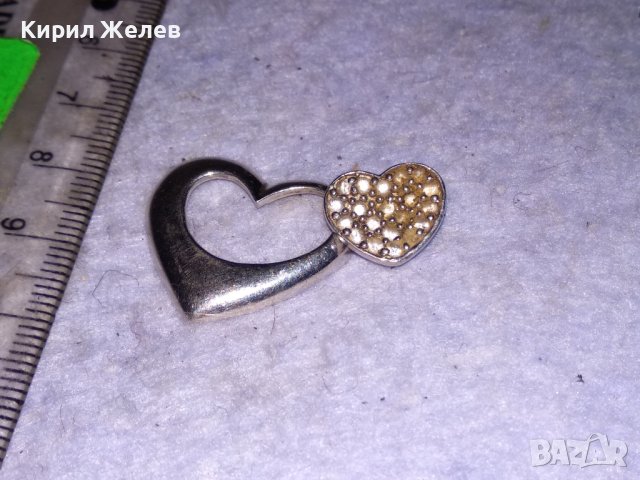 ПРЕКРАСЕН СЪРЦЕВИДЕН ДВОЕН РАЗДВИЖЕН СРЕБЪРЕН АРТ МЕДАЛЬОН СРЕБРО 925 с БЯЛА ПОЗЛАТА и ЦИРКОНИ 38508, снимка 4 - Колиета, медальони, синджири - 41454748