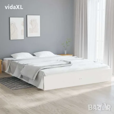 vidaXL Рамка за легло, бяла, бор дърво масив, 160х200 см, снимка 2 - Спални и легла - 56147940
