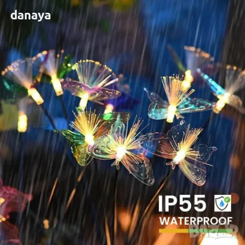 5771 Градинска соларна лампа с 6 люлеещи пеперуди, 75 см, снимка 6 - Декорация за дома - 49311182