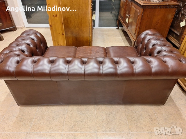 Диван тройка CHESTERFIELD естествена кожа , снимка 8 - Дивани и мека мебел - 51711411