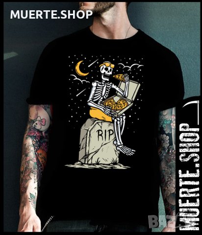 Черна тениска с щампа RIP PIZZA TASTE, снимка 1