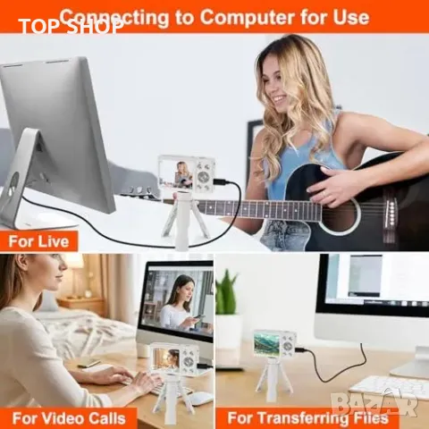 Нова Дигитална камера 64MP с 4K видео, зуум и аксесоари Фотоапарат деца, снимка 6 - Фотоапарати - 49321307