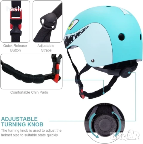 Детска каска XIAPIA, 2-5 години, момчета и момичета, регулируема велосипедна каска, р-р 51-54 см, снимка 4 - Аксесоари за велосипеди - 50886580