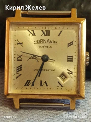 Механичен часовник GORNAVIL 21 jewelry работи с позлата Au10 перфектен 33393, снимка 3 - Антикварни и старинни предмети - 52351864