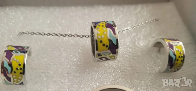 Комплект колие, обеци и пръстен, снимка 5 - Бижутерийни комплекти - 48666563