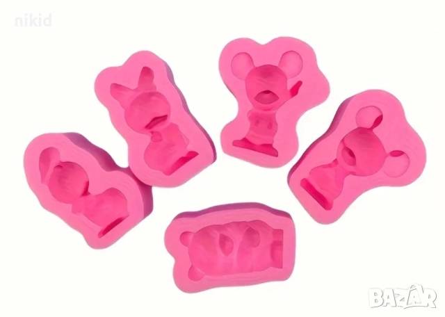 3D 5 бр Дисни Мечо Пух Мики Мини Маус Дейзи Дък силиконов молд форма гипс кубчета имена свещ сапун, снимка 5 - Форми - 52894221