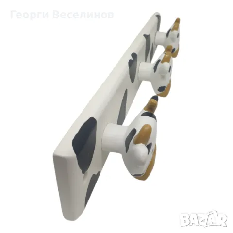 Детска закачалка, Linea Bertomani, с 3 двойни куки, мотив с кравички, дърво, снимка 3 - Закачалки - 48911333