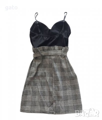Къса официална рокля в черно и сиво, снимка 3 - Рокли - 40225569