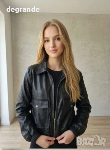 Късо кожено яке, снимка 2 - Якета - 53688619