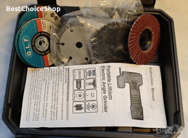 Мини ъглошлайф с 2 x 4500mAh батерии, зарядно и 7 диска за рязане – 75 мм, снимка 2 - Ъглошлайфи - 53507449