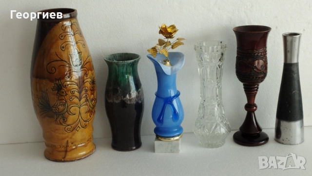 Вази керамика,цветно стъкло,метал,дърво., снимка 7 - Декорация за дома - 49420045
