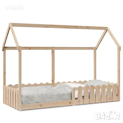 vidaXL Рамка за детско легло тип къща, 80x200 см, борово дърво масив