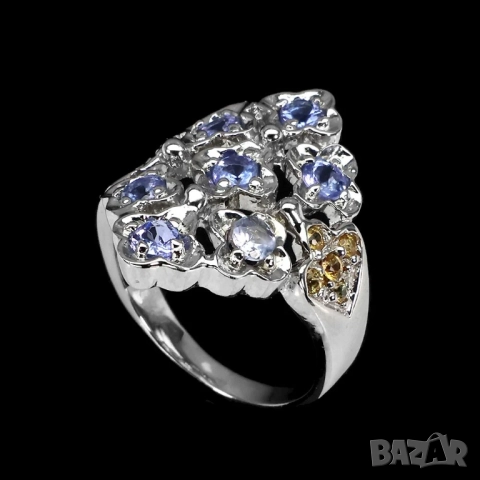 925 сребърени пръстени с родолит гранат, огнен опал, сапфир, танзанит смарагд , снимка 7 - Пръстени - 51755813