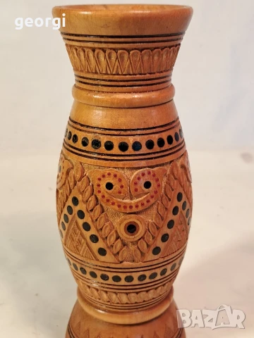дървена ваза дърворезба ръчна изработка 26/3, снимка 3 - Декорация за дома - 50812671