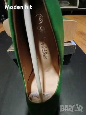 Нови елегантни дамски обувки в зелено /дебел ток и платформа/, снимка 8 - Дамски обувки на ток - 53673474