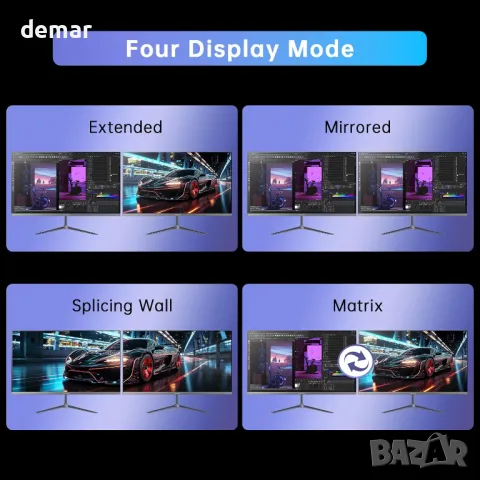 4K@60Hz HDMI KVM превключвател, 2 монитора-2 компютъра, EDID,4 USB 3.0, снимка 4 - Кабели и адаптери - 47446850