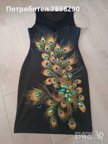  Елегантна Черна рокля с мънисти