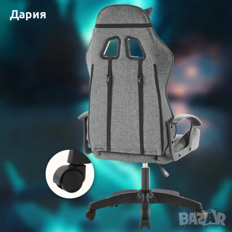 Ергономичен геймърски офис стол с лумбална и шийна опора – комфорт за игра и работа , снимка 4 - Столове - 53050430