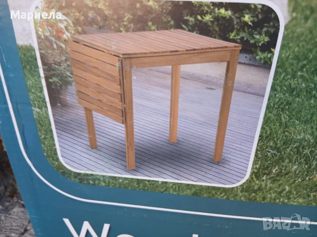 Дървена разтегателна градинска маса 110 х 55 х 75 см, снимка 8 - Маси - 47435838