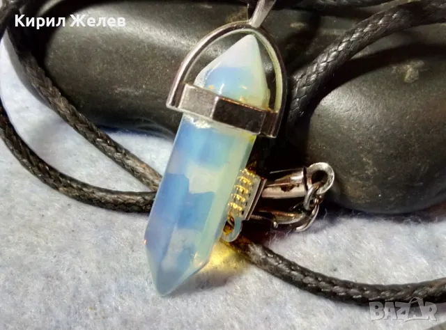 ПРЕКРАСНО ВИНТИДЖ АРТ КОЛИЕ с ВИСУЛКА от ФАСЕТИРАН ЛУНЕН КАМЪК 48781, снимка 6 - Колиета, медальони, синджири - 48842323