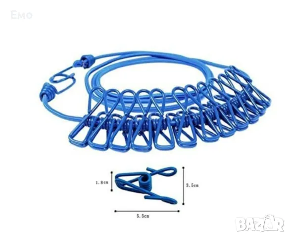 Преносимо въже за простор с щипки за пътуване и къмпингуване, снимка 2 - Къмпинг мебели - 47967328