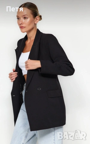 Черно сако тип блейзър, Ново, снимка 2 - Сака - 53405624