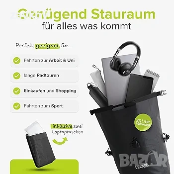 Велосипедна чанта VELMIA за багажник, с практична дръжка за носене, 100% водоустойчива, снимка 4 - Аксесоари за велосипеди - 53622428
