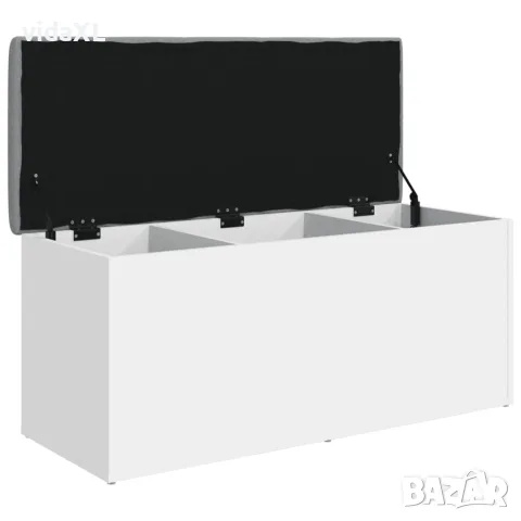 vidaXL Пейка за съхранение, бяла, 102x42x45 см, инженерно дърво, снимка 4 - Маси - 56148136