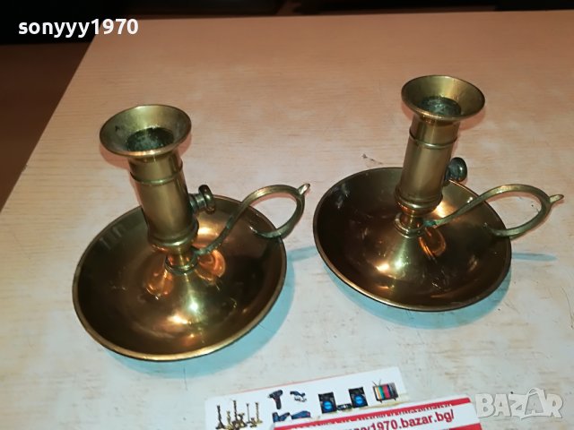 СВЕЩНИЦИ ОТ ФРАНЦИЯ 2бр-МЕД/МЕСИНГ 1911221958, снимка 3 - Антикварни и старинни предмети - 38728076